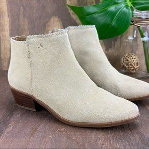 Jack Rogers Women's Boot Bailee Boot Size 7.5 Sand Beige Cream Suede Scalloped